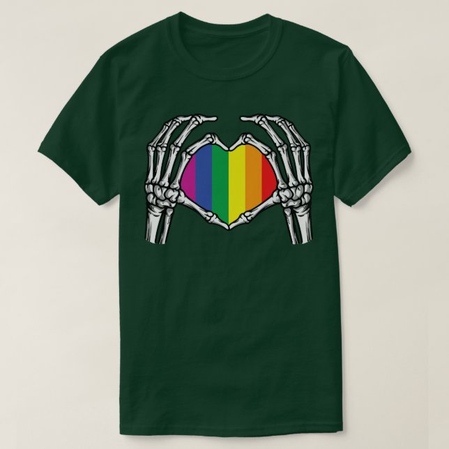 LGBT Skeleton Hand Heart Sign Bones Anzug Funny  T-Shirt (Design vorne)