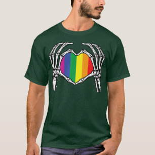 LGBT Skeleton Hand Heart Sign Bones Anzug Funny  T-Shirt