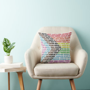 LGBT-Stolz-Berufe-Wortwolke Weiß Kissen