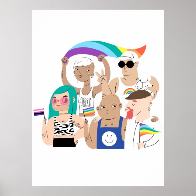 LGBT+Stolz. GAY Liebe. Regenbogenflagge. Poster (Vorne)