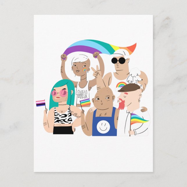 LGBT+Stolz. GAY Liebe. Regenbogenflagge. Postkarte (Vorderseite)