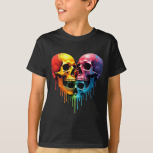 LGBT-Stolz Halloween-Horror-Skelett-Schädel-Regenb T-Shirt