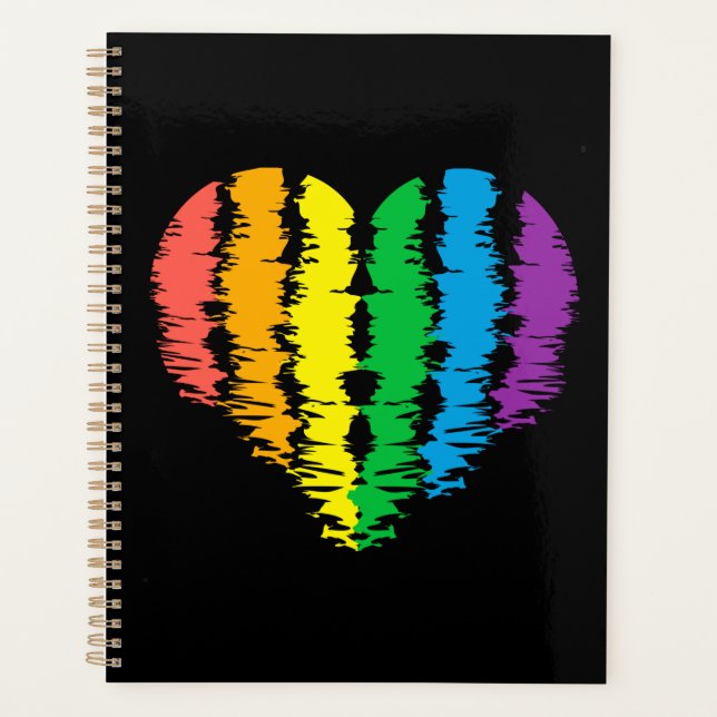 LGBT+Stolz. Herz Regenbogen. Planer (Vorderseite)