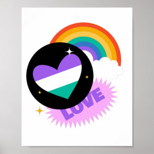 LGBT+Stolz. Liebe. Herz Regenbogen. Poster