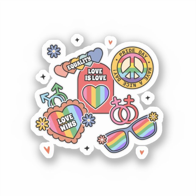 LGBT+Stolz. Liebe ist Liebe, Gleichheit, Pride Day Aufkleber (Vorderseite)
