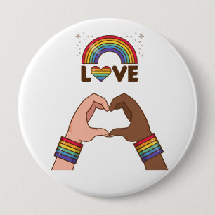 LGBT+Stolz. Liebe Regenbogen. Herz. Button