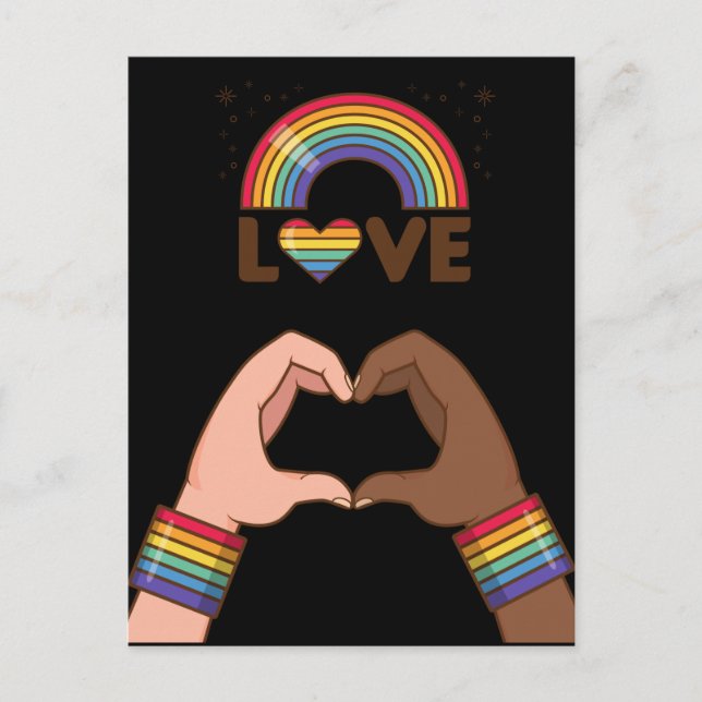 LGBT+Stolz. Liebe Regenbogen. Herz. Postkarte (Vorderseite)