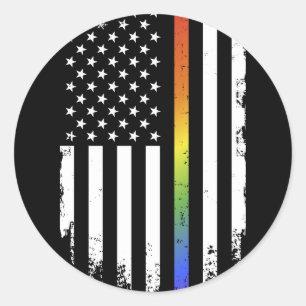 LGBT Stolz Monat Unterstützung Regenbogen US-amer Runder Aufkleber