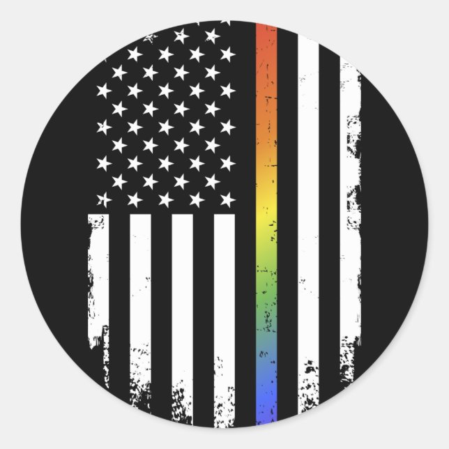 LGBT Stolz Monat Unterstützung Regenbogen US-ameri Runder Aufkleber (Vorderseite)