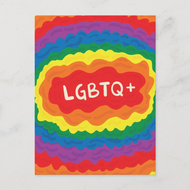 LGBT+Stolz. que, Regenbogenfarbe. Postkarte (Vorderseite)