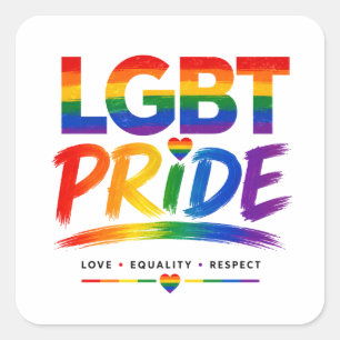 LGBT-Stolz-Regenbogen-Typografie Quadratischer Aufkleber