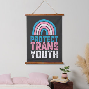 LGBT Stolz Schützt Trans Transgender Jugendliche K Wandteppich Mit Holzrahmen