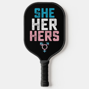 LGBT-Stolz Sie Ihr Ihr Trans Transgender Pronomen Pickleball Schläger