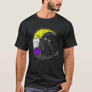 Lgbt-Stolz-Sozialbewegung Nicht-binäre Katze Mond T-Shirt