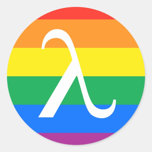 LGBT-Stolz und Aktivismus Lambda Runder Aufkleber (Vorderseite)