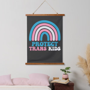LGBT-Stolz Unterstützung Schützt Trans-Kinder Wandteppich Mit Holzrahmen