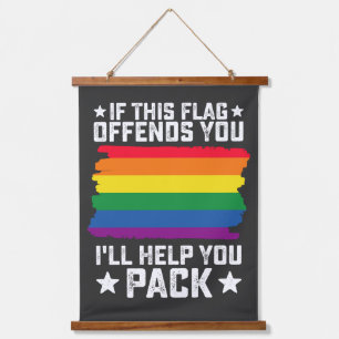 LGBT Stolz Wenn dich diese Flagge beleidigt, helfe Wandteppich Mit Holzrahmen
