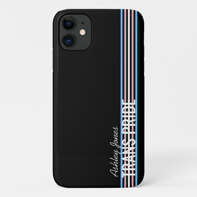 LGBT-Streifen mit personalisiertem Trans-Pride Case-Mate iPhone Hülle (Rückseite)