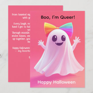 🎃🌈 LGBT T« Boo, je suis queer ! Carte LGBT recto