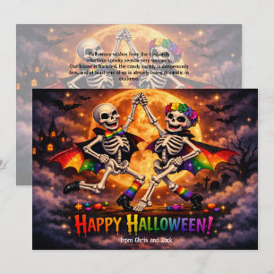 🕷️🌈LGBT Tanzende Knochen & Regenbogen Monde Kart Einladung