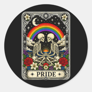 LGBT Tarot Skelett Schwulen Stolz LGBTQ Gleichbere Runder Aufkleber