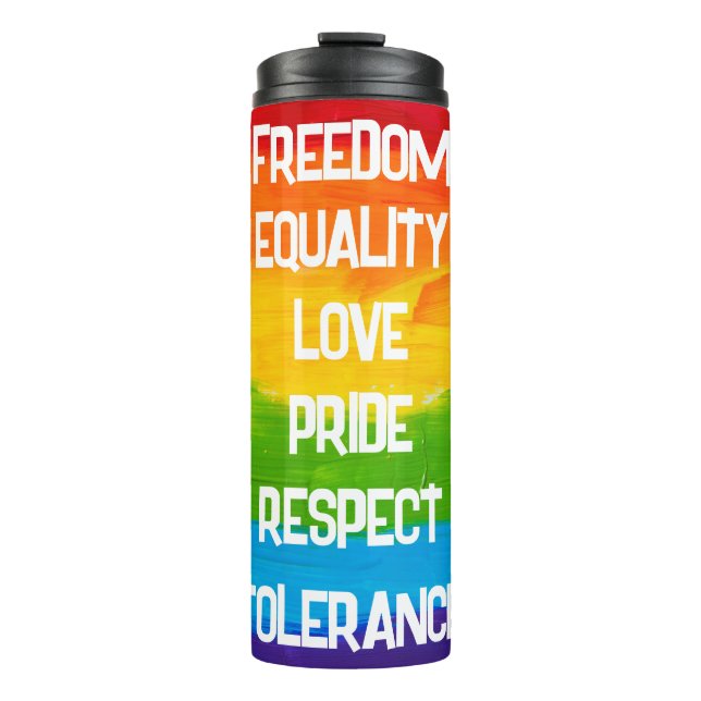 LGBT-Thermaltumbler-Regenbogenflagge - stolze Reis Thermosbecher (Vorderseite)