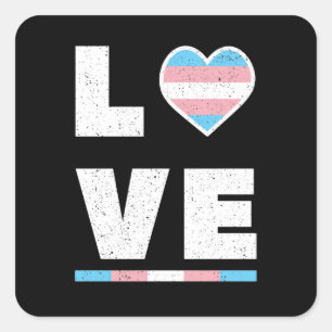LGBT Transgender Pride Flag Distressive Grunge Lie Quadratischer Aufkleber