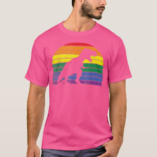 LGBT TRe Gay Pride Lesbian Dinosaur Sunset  T-Shirt