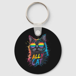 LGBT Unterstützer Katze Sei Nett Schwul Regenbogen Schlüsselanhänger