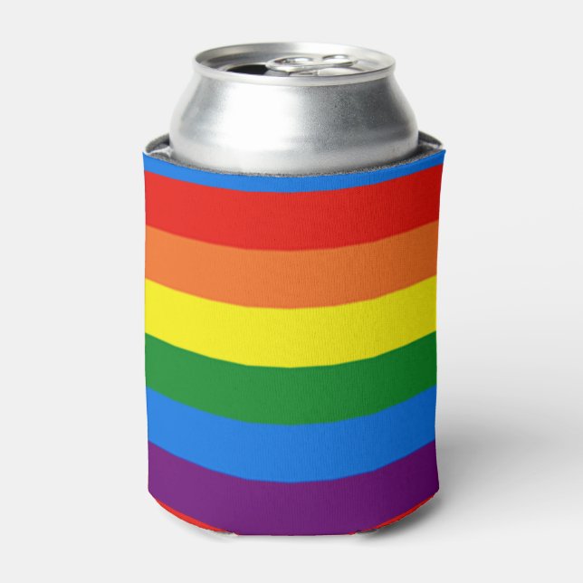 LGBT-Unterstützung für Gay Pride-Regenbogenstreife Dosenkühler (Kanne Vorderseite)