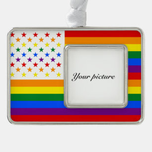 LGBT USA Rahmen-Ornament SILBER