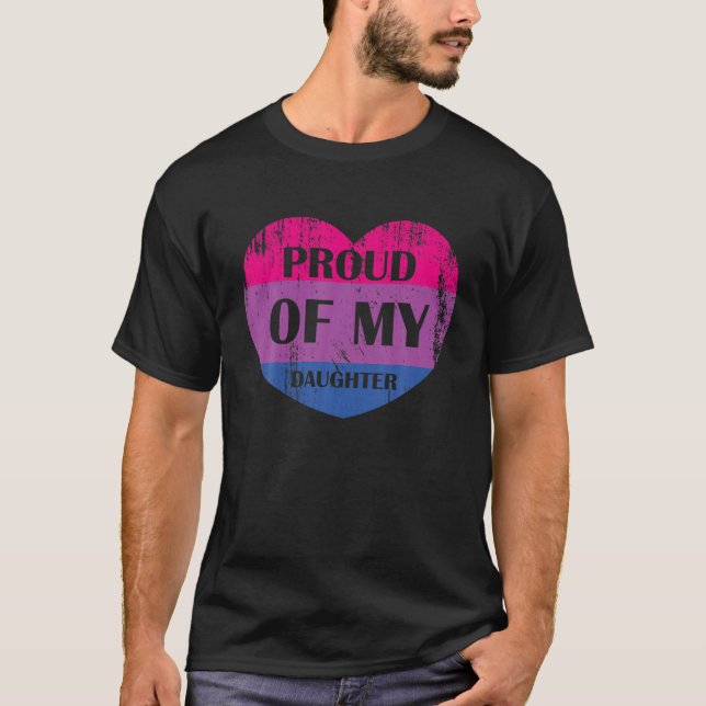 LGBT Vater Mama Bi Pride Herz stolz auf mein Bisex T-Shirt (Vorderseite)