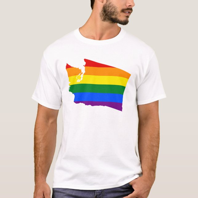 LGBT Washington, T - Shirt der US-Staatsflagge (Vorderseite)
