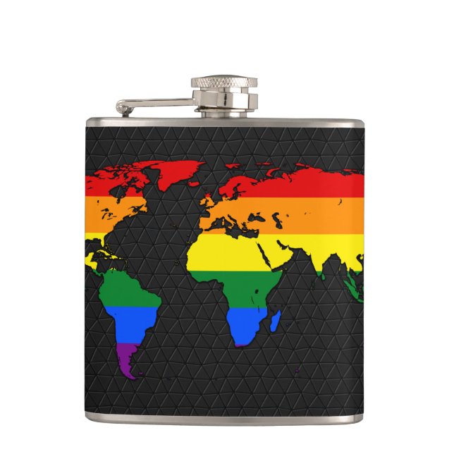 LGBT-Weltkarte Flachmann (Vorderseite)