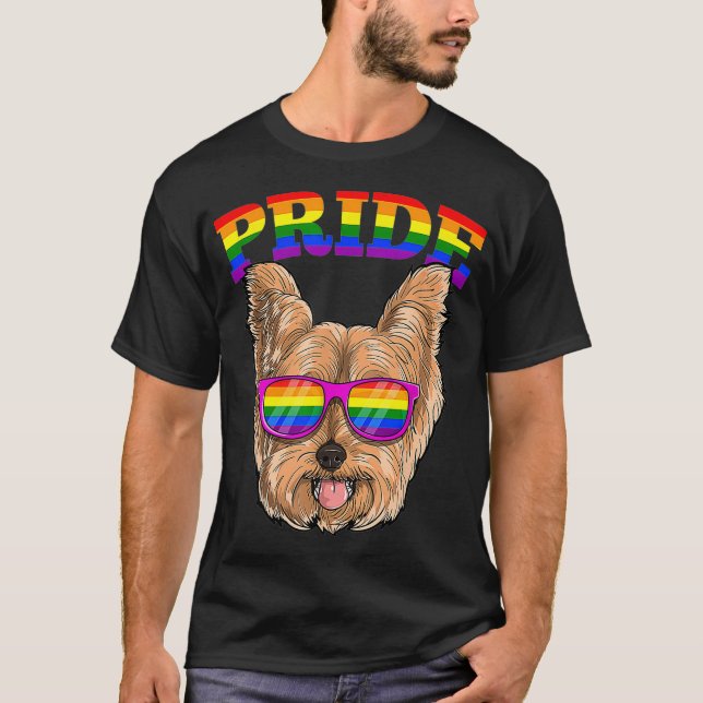 LGBT Yorkshire Terrier Yorkie Dog Gay Pride Rainbo T-Shirt (Vorderseite)