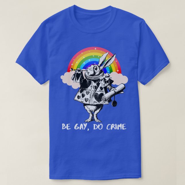 LGBTQ Alice-In-Wonderland White Rabbit - Be Gay Do T-Shirt (Design vorne)
