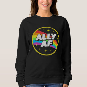 Lgbtq Ally Af Lesbian Gay Pride Lgbt Rainbow Retro Sweatshirt