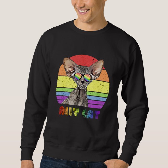Lgbtq Ally Cat Rainbow Gay Pride Flag Lgbt 14 Sweatshirt (Vorderseite)