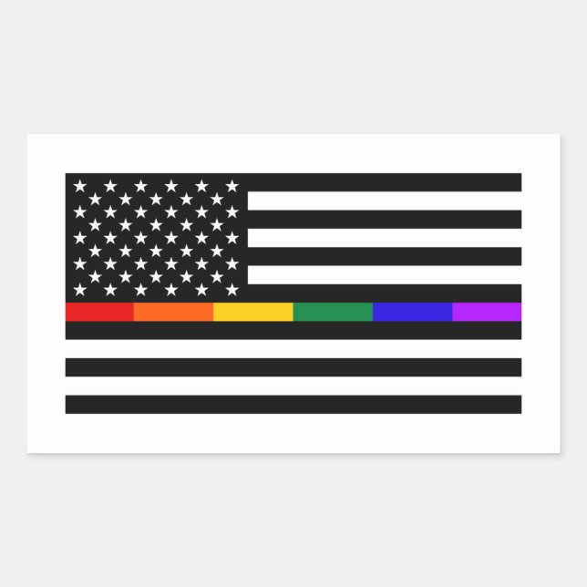 LGBTQ American Flag Rechteckiger Aufkleber (Vorderseite)