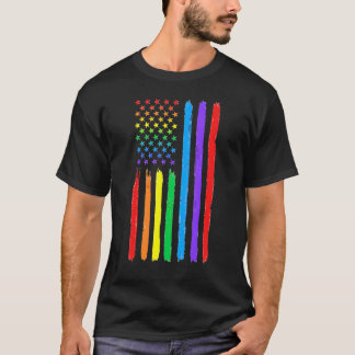Lgbtq Amerikanische Flagge Stolz Regenbogen Schwul T-Shirt