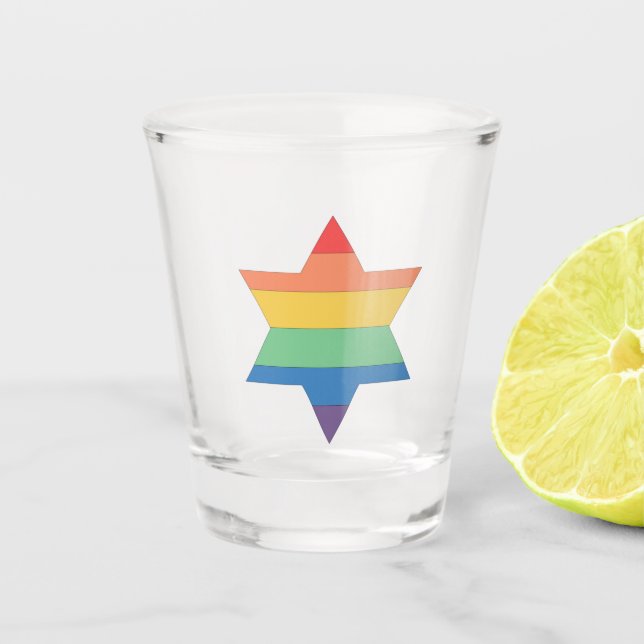 LGBTQ arc-en-ciel étoile juive verre de tir (Devant)
