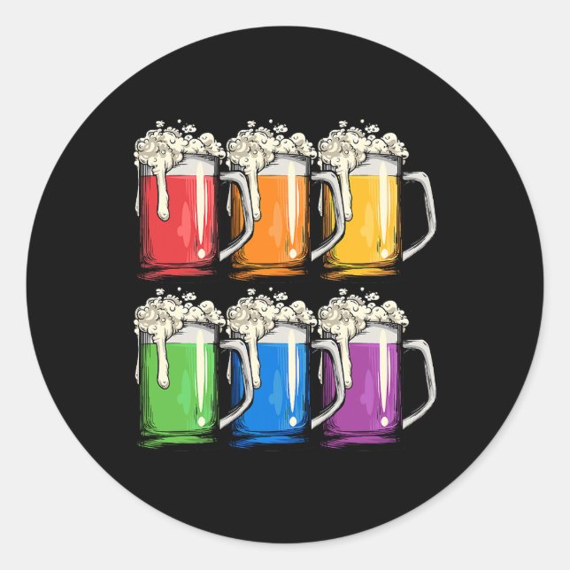 LGBTQ Beer Tasse Gay Pride LGBT Regenbogenflagge P Runder Aufkleber (Vorderseite)