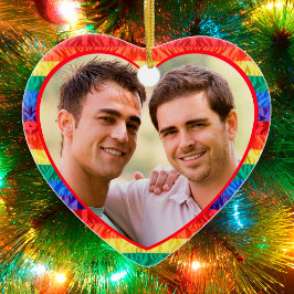 LGBTQ benutzerdefiniertes Foto Gay-Regenbogenflagg Keramik Ornament