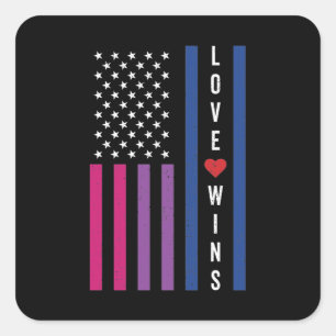 LGBTQ Bisexual Stolz Liebe Siegt USA Amerikanische Quadratischer Aufkleber