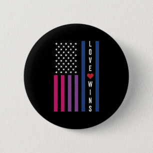 LGBTQ Bisexuelle Liebe gewinnt amerikanische Flagg Button