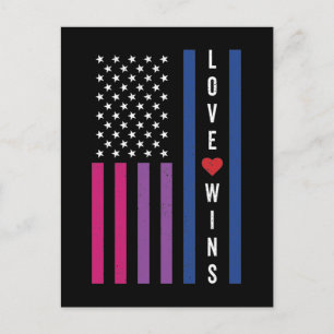 LGBTQ Bisexuelle Liebe gewinnt amerikanische Flagg Postkarte