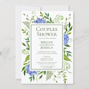 LGBTQ Blaue Hortensien Florale Couples Dusche Einladung