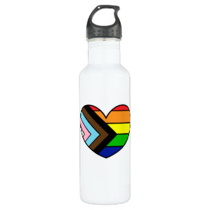 LGBTQ+ Bouteille d'eau en acier inoxydable coeur