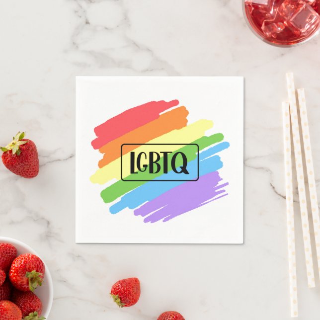 LGBTQ Brushstrokes Rainbow Serviette (Beispiel)