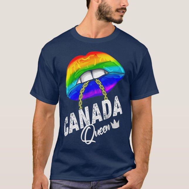 LGBTQ Canada Queen Lips Chain Gay Rights Proof T-Shirt (Vorderseite)